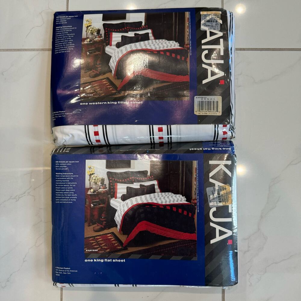 Revman Sheet Set Katja California‎ King Vintage 1989 200 TC Percale NEW
